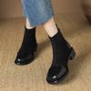 Осень и зима удобные на низком каблуке большого размера рыцарские сапоги женские каблук рукав квадратный носок резиновая подошва корейская версия однотонные средней длины сапоги