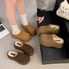 Женские кожаные толстоподошвенные новые маленькие полушлепанцы с закрытым носком, тапочки из хлопка для улицы