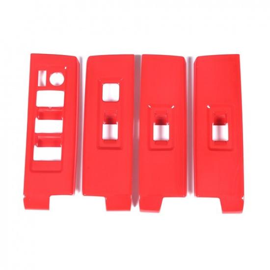 Sport Red Window Glass Lift Switch Button Frame Cover Trim For Toyota Tundra