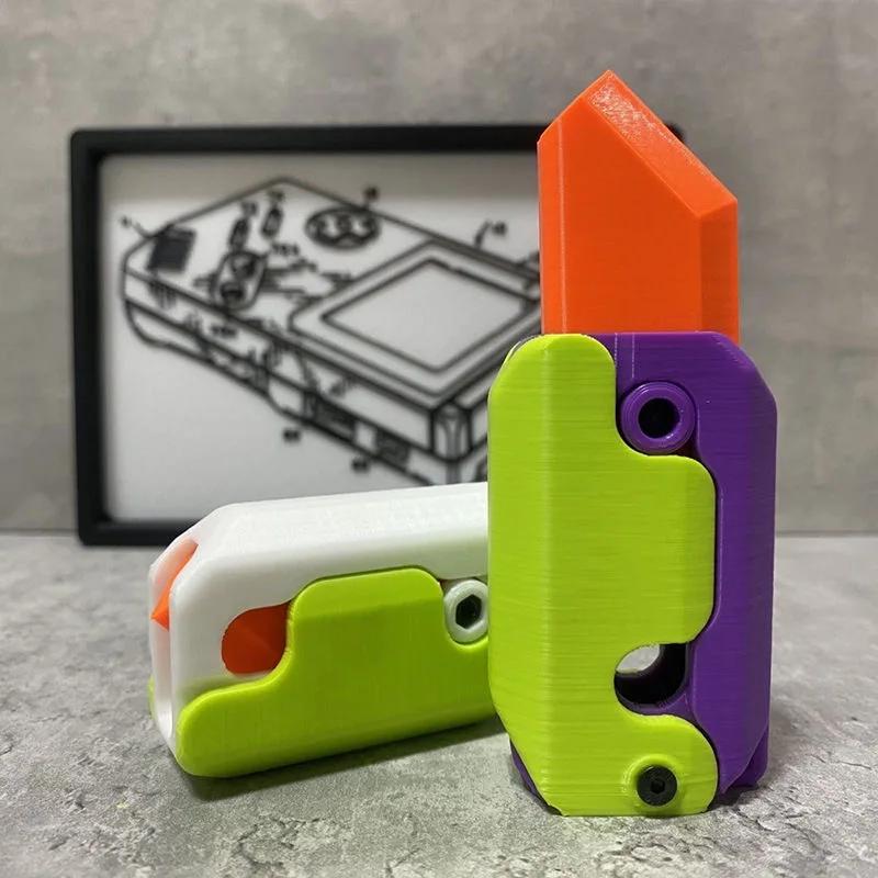 3D Морковь Гравитационный Нож Непоседа Игрушки Дети Декомпрессия Push Card Маленькая Игрушка 3D Печать Пластиковый Морковный Нож Прямая поставка