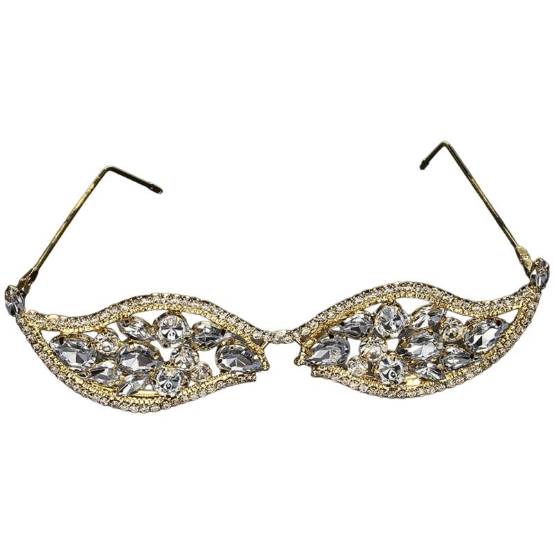 Оправа для очков со стразами без линз, блестящее украшение для лица, хрустальная оправа для очков для женщин, девочек, оправа для солнцезащитных очков
