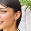 Genuine Turquoise lunar studs Turquoise stud earrings for daily wear Sterling silver stud earrings for women Healing gemstone earrings