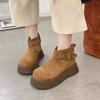 Зимние ботинки Мартин на высокой толстой подошве, утепленные хлопковые ботинки, женские новые универсальные сноубутсы с круглым носком, тренд