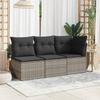 Vidaxl 3-Osobowa Sofa Ogrodowa Z Poduszkami, Szara, Polirattan