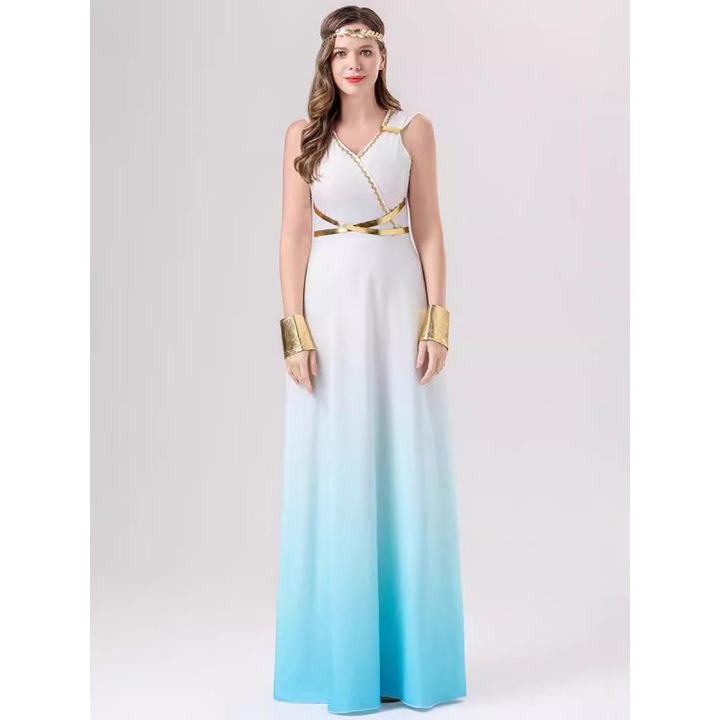 Cosplay Halloween costume blue and white gradual change color Greek Muse dress cosplay party party costume