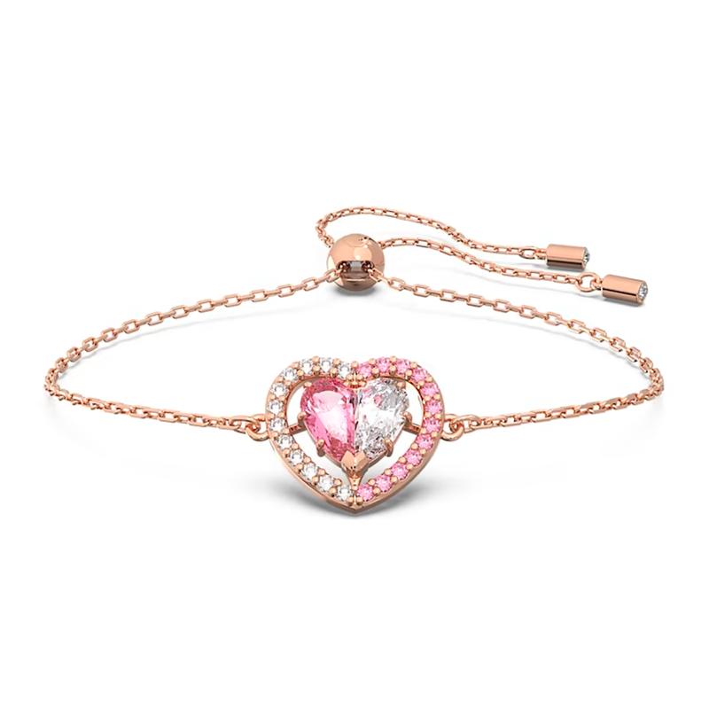 Swarovski Браслет женский Gema Pink White с симметричным сердцем, розовое золото 5653012