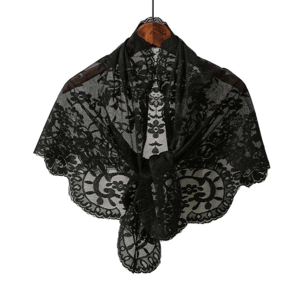French Style Lace Triangle Scarf Vintage Wedding Headscarf All-match Crochet Head Scarf Party