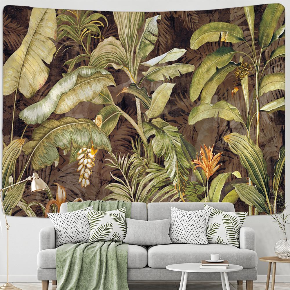 Тропический банановый лист гобелен настенный Ретро лес Бохо эстетическая комната декор в стиле хиппи фоновая ткань