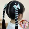 Lovely Embroidered Butterfly Flowers Elastic Spiral Hair Rope Head Rope Ponytail Hair Ring Rubber Band Headdress For Kids
