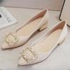 Casual Spike Margarite Soft Leather Comfortable Low Heeled Shoes 2024 New Simple All-match Thick Heel Ladies Shoes Summertime