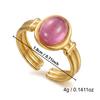 Retro Engraved Radiant Green Veined Stone Ring for Women Stainless Steel Antique Gold Chunky Wide Band Boho Jewelry