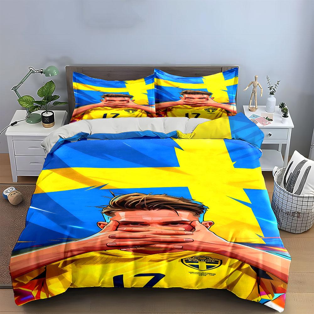 Yellow-blue cross design. Bedding sets Duvet cover sets Duvet covers Pillowcases(1 * Duvet Cover 2 * Pillowcases without duvet insert)