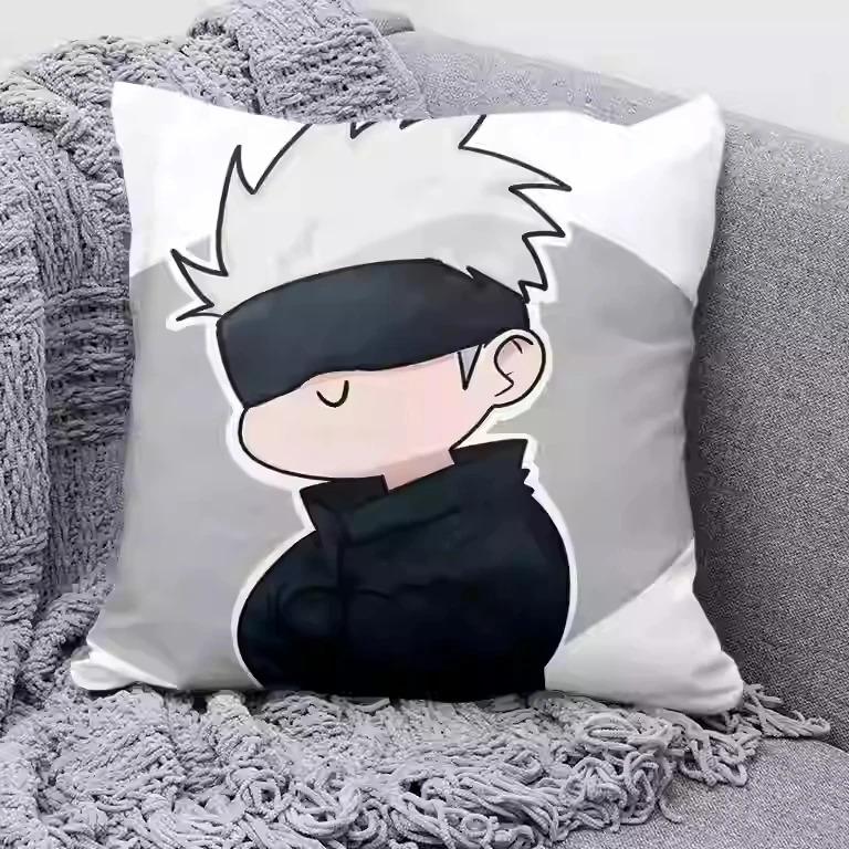 1 шт. Аниме Чехол на подушку Jujutsu Kaisen, Полиэстер, 2D Двусторонний печатный чехол для подушки, Декоративная подушка с персонажем манги, Домашний декор,