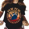 Футболка унисекс с графическим принтом Pew Madafakas с симпатичными черными кошками, модная повседневная футболка унисекс с круглым вырезом и коротким рукавом большого размера