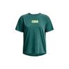 Under Armour Project Rock Logo Print Crew Neck T-Shirt Women Tops Aqua 1376917-722