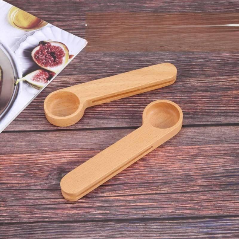 Деревянная ложка для сухого молока с зажимом для домашнего использования и приготовления кофе