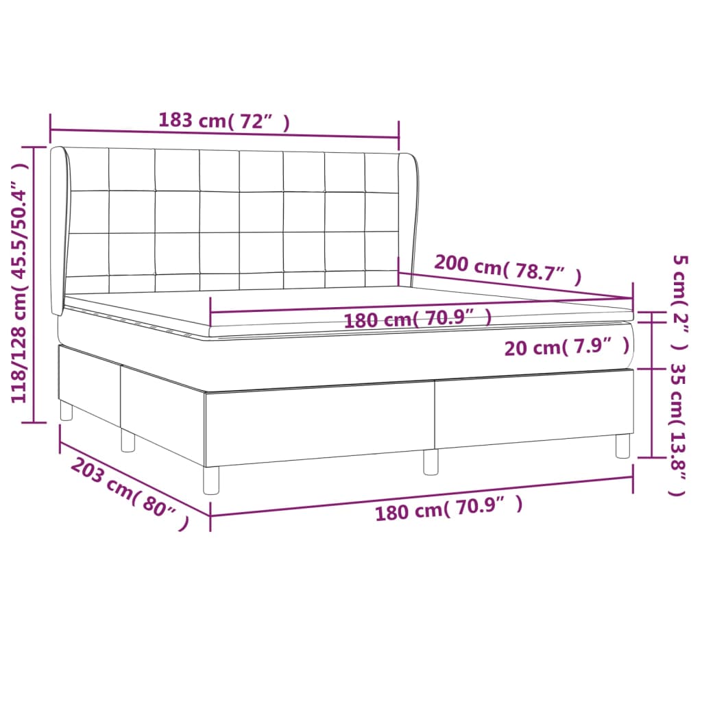 Box Spring Bed with Mattress Blue 180 x 200 cm Fabric