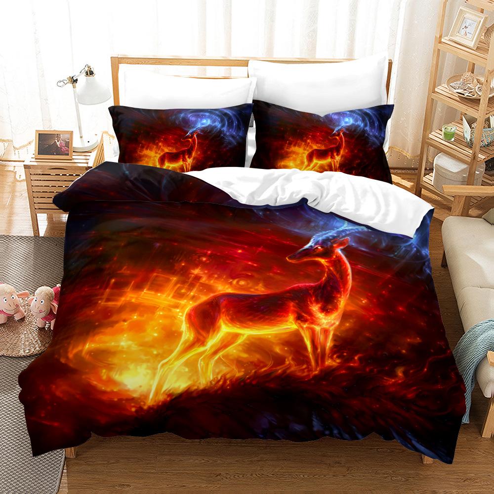 Одеяло с рисунком животных, 3D, постельное белье с рисунком оленя, пододеяльник и наволочка, Австралия/ЕС/США, односпальная/двуспальная кровать, полный размер