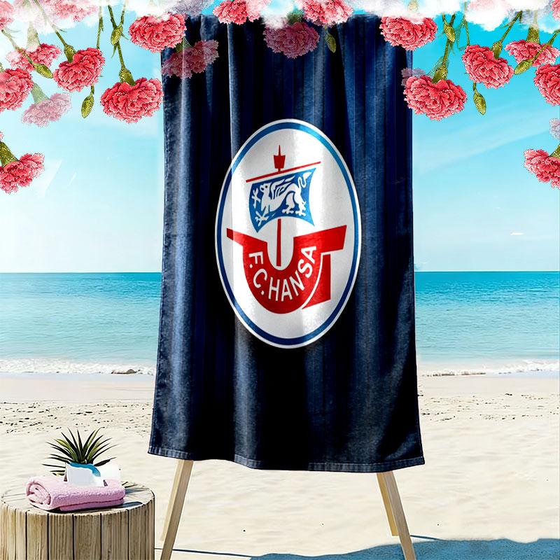 FC Hansa Print Beach Towel, Large Soft Quick Dry Towel for Beach Camping Swimming