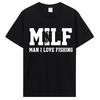 Футболка MILF с коротким рукавом, хлопок, Я люблю Рыбака, футболка, Повседневная, для фитнеса, Крутые футболки, Топы