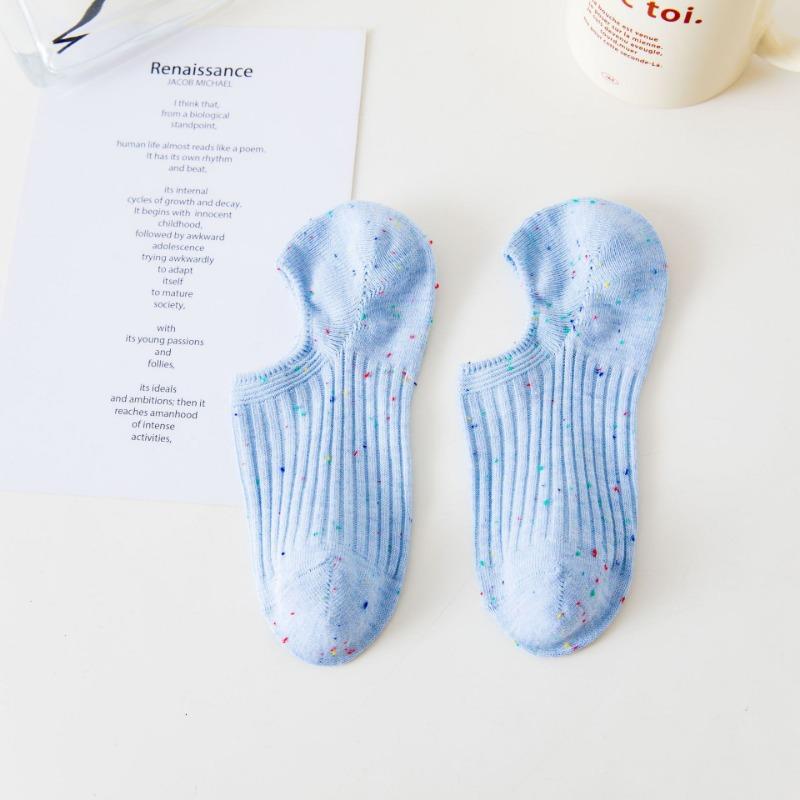 Женский летний тонкий стиль чистый хлопок цвет мелкий вырез нескользящие не спадающие с невидимыми носками-лодочками