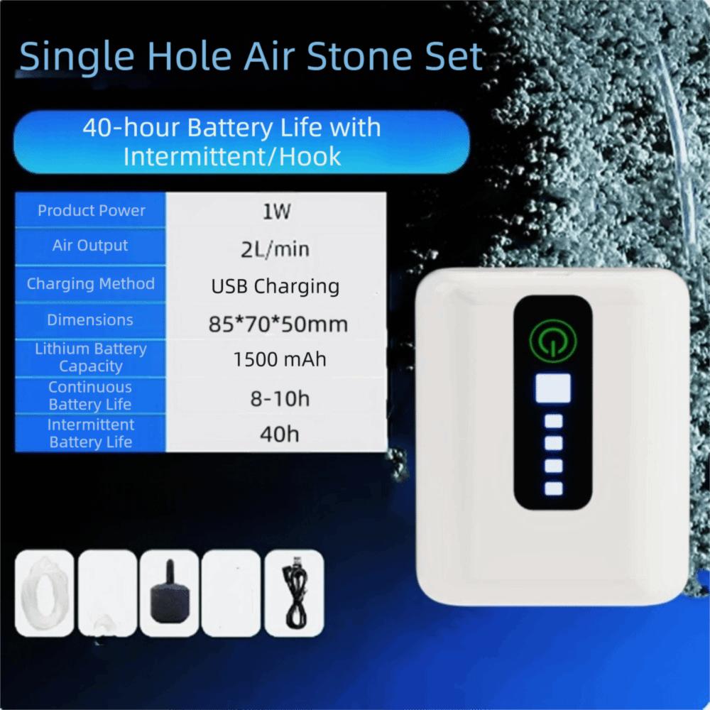 Durable 70H/40H Aquarium Oxygen Pump USB Ultra Silent Fish Tank Oxygen Pump Rechargeable Waterproof Oxygen Generator