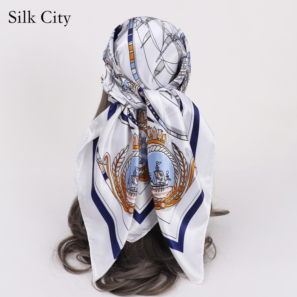 High-quality Luxurious Silk Scarves Headband Scarfs Neck Scarf For Women Chain Silk Scarf Women's Decorative Shawl