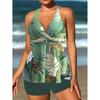 2025 Colorful Print Plus Size Tankini: Loose, Tummy-Covering, Conservative Swimsuit