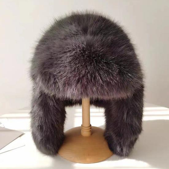 Плюшевая шапка Lei Feng, однотонная женская зимняя шапка, термошапка из искусственного меха лисы с длинной защитой ушей