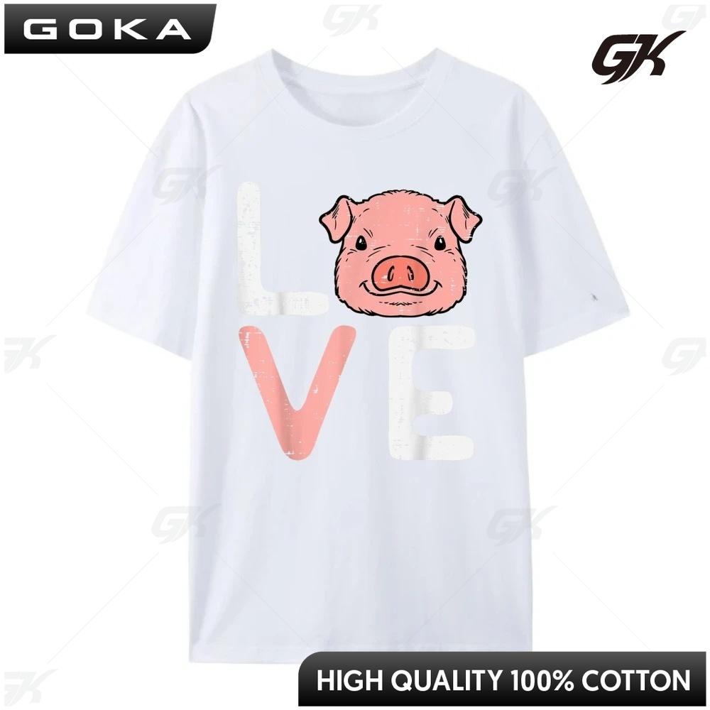 Love Pig Cute Hog Farmer Swine Farm Animal Shirts Graphic Tee Graphic T Shirts Birthday Round Short Sleeved