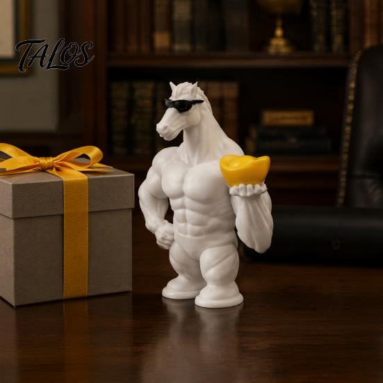 Крутая фигурка животного, 3D-печатная фигурка мускулистой лошади, Скульптура с солнцезащитными очками и золотыми слитками, Креативная статуэтка для рабочего стола, символизирующая успех и богатство
