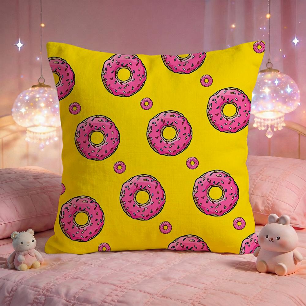Sweet Donut Sprinkle Cushion Cover Premium Comfort Reversible Pillow Cove Two in One Design for Any Room Car Interior