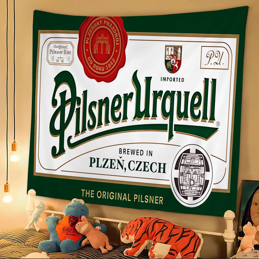 Логотип пива Pilsner Urquell Мультяшный Гобелен Богемские Настенные Гобелены Мандала Настенное Полотно