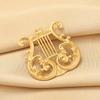 Harp Design Sense Accessory Metal Smooth Brooch for Women, High-end and Sophisticated Suit Pin, Niche Corsage