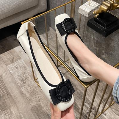 2024 Модные туфли на плоской подошве для женщин Повседневная обувь Элегантные женские туфли на плоской подошве Брендовые офисные туфли-лодочки Мягкие туфли большого размера 42 A4375