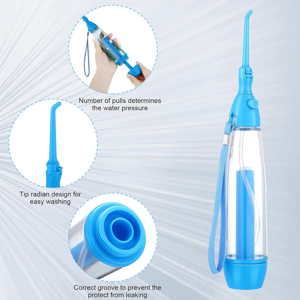 Water Dental Flosser Oral Irrigator Non Electric Portable Cordless Manual Air Pressure Simple Operation for Home and Travel