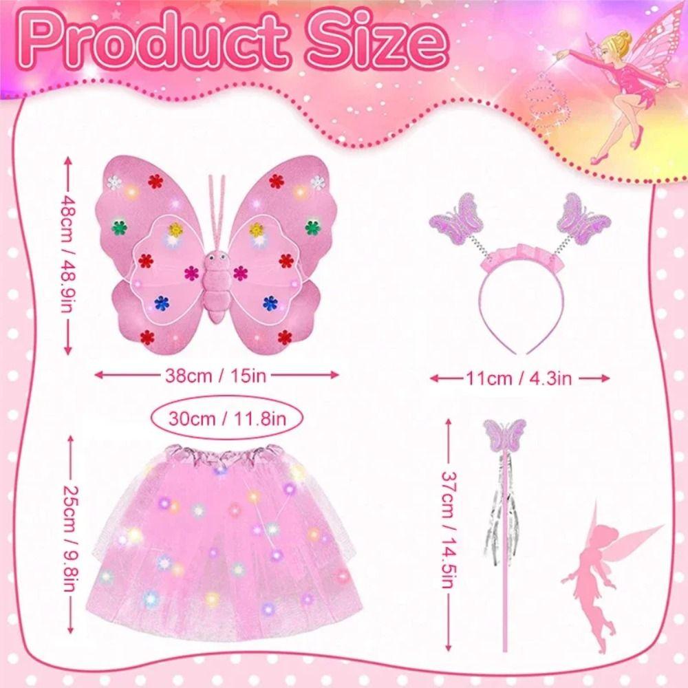 4 шт./компл. карнавальная юбка с светящимися крыльями, детский костюм, реквизит для девочек ростом до 1,6 м