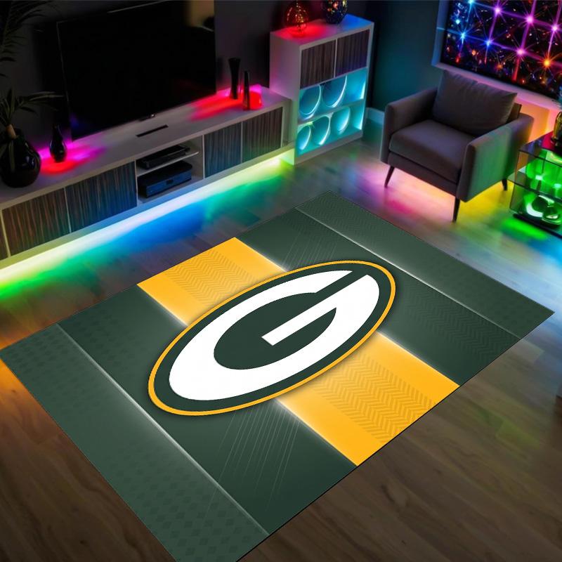 Green Bay Packers Design Crystal Velvet Carpet Cozy Non?Slip Printed Rug For Bedroom Living Room Entrance