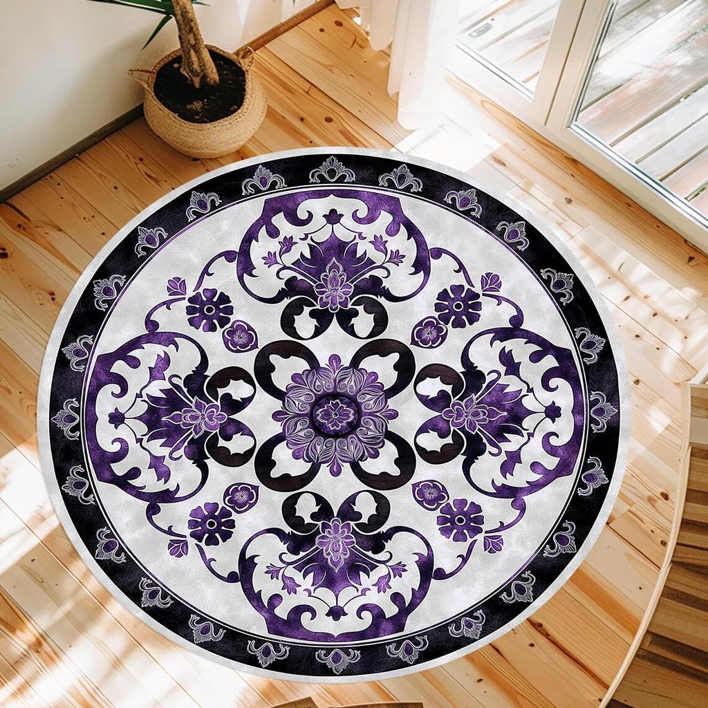 Круглые коврики с принтом мандалы в стиле бохо, коврики для пола в комнату, нескользящие коврики для гостиной, моющийся ковер для домашнего декора