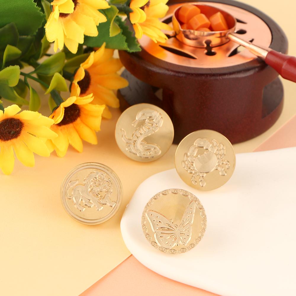 Лев, Краб, Змея, Слон, Дракон Печать из воска Ретро Печать из сургуча Коллекция животных 25 мм Съемная латунная головка для конверта