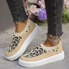 2024 Spring and Autumn New Thick Soled Height Increasing Leopard Pattern Loafers for Lazy People, Single Step Shoes