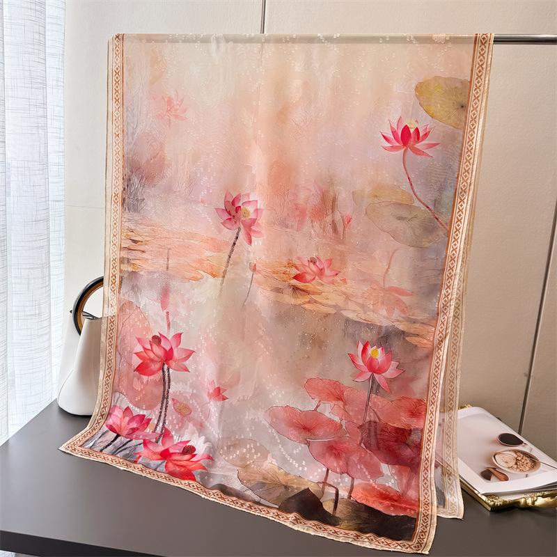 New Women Elegance Print Scarf Fashion Big Bandanna Popular Scarves Silk Shawls Sunscreen Beach Wrap Towel Spring Autumn Hijab