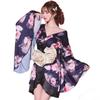 Люблю Богатый Цветочный узор мини роскошное оби кимоно куртизанки платье косплей мероприятие Хэллоуин кабаре платье Черный S [LoveRich] [размер SML/3 цвета/2 предмета]