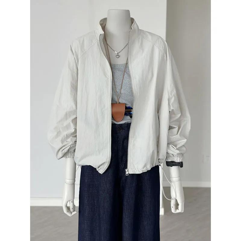 Корейская женская куртка с длинными рукавами и солнцезащитным кремом, весна-лето, женская спортивная куртка для отдыха, пальто, однотонная тонкая женская верхняя одежда