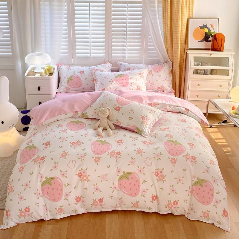 4 Thick Brushed Bed Set Single Dorm Bedding Sheet Pillowcase Quilt Cover Fresh Style