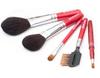 Kumano Brush Makeup Brush Set Kumano Makeup Brush Red Pearl 5 Piece Set Shaft Present Wrapped [Short Type]