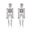 Серьги-скелеты на Хэллоуин со стразами, преувеличенные панк-подарки, женские серьги, фестивальная вечеринка, ювелирные изделия, серьги-подвески с черепом