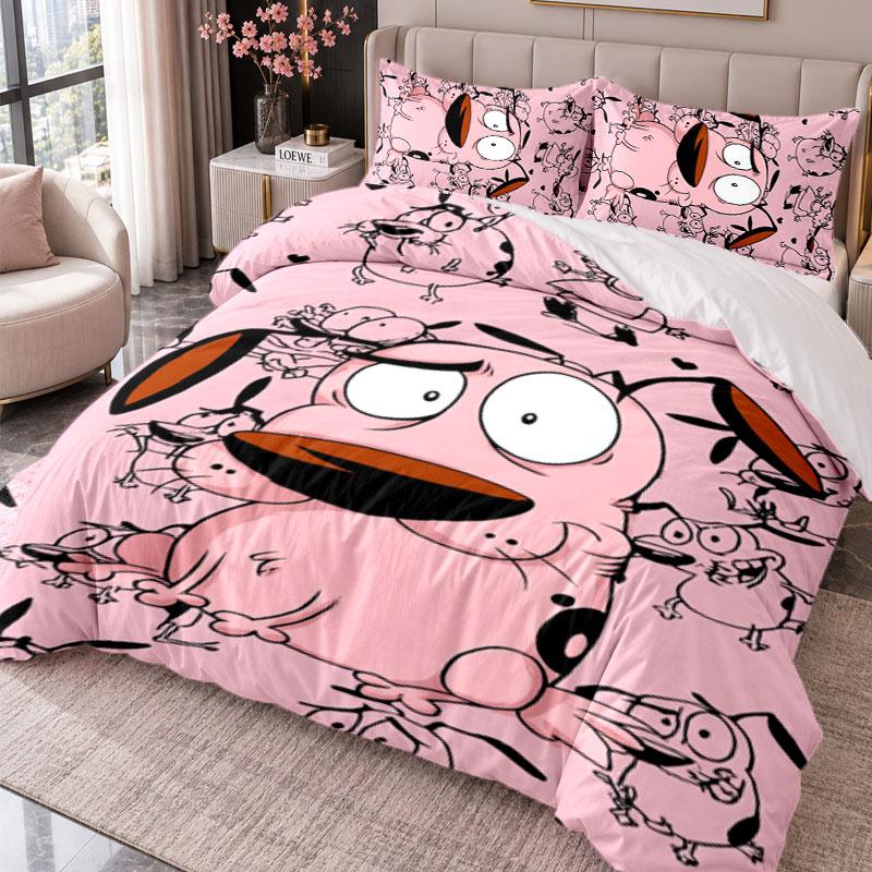 Courage the Cowardly Dog 3Pcs Bedding Set Duvet Cover With Two Pillowcases For Bedroom Home Decoration