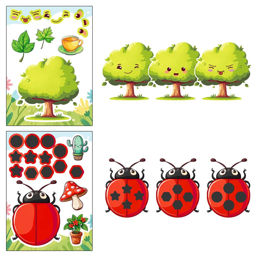 6 упаковок насекомых, животных, мультфильмов, наклеек, меняющих выражение лица, детское самодельное просвещение, обучение родителей и детей в классе, наклейки-головоломки