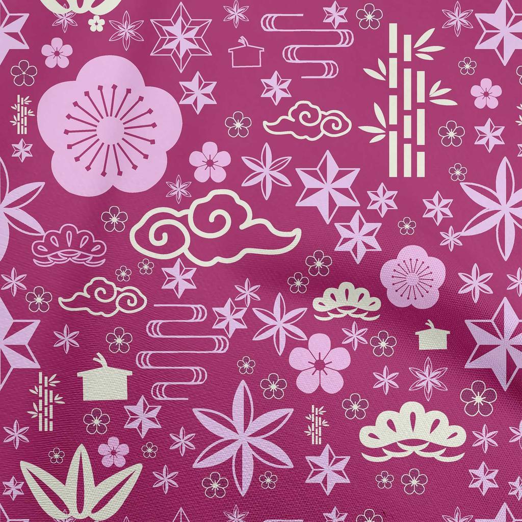 oneOone Cotton Flex Blue Fabric Asian Japanese Dress Material Fabric Print Fabric By The Yard 40 Inch